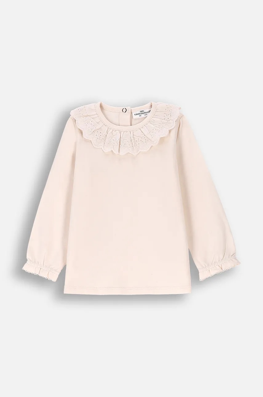 Coccodrillo longsleeve bebelusi culoarea bej, FLOWERS GIRL NEWBORN