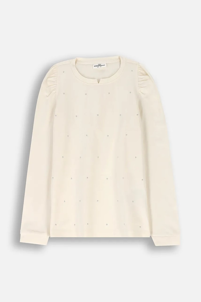 Coccodrillo longsleeve din bumbac pentru copii culoarea bej, ELEGANT JUNIOR GIRL Coccodrillo longsleeve din bumbac pentru copii culoarea bej, ELEGANT JUNIOR GIRL