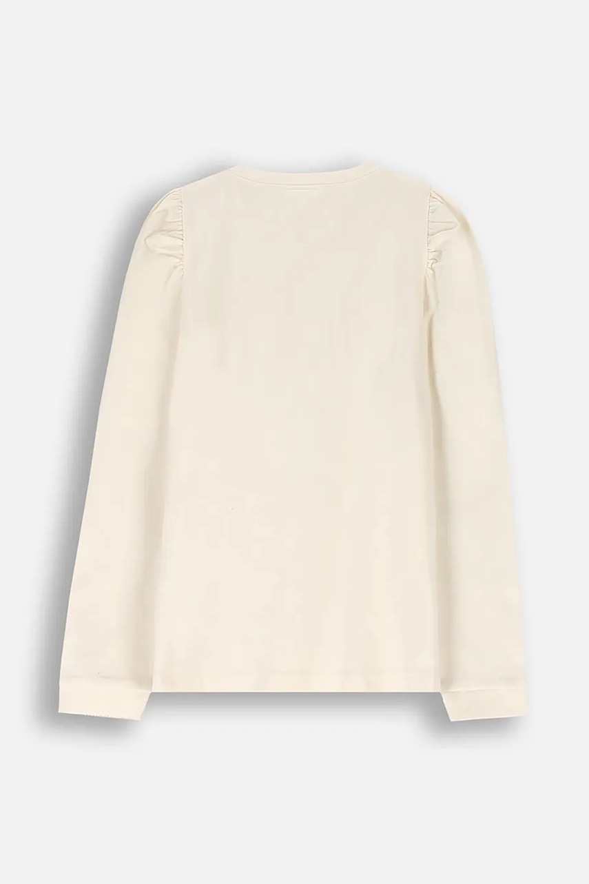Хлопковый детский лонгслив Coccodrillo цвет бежевый ELEGANT JUNIOR GIRL