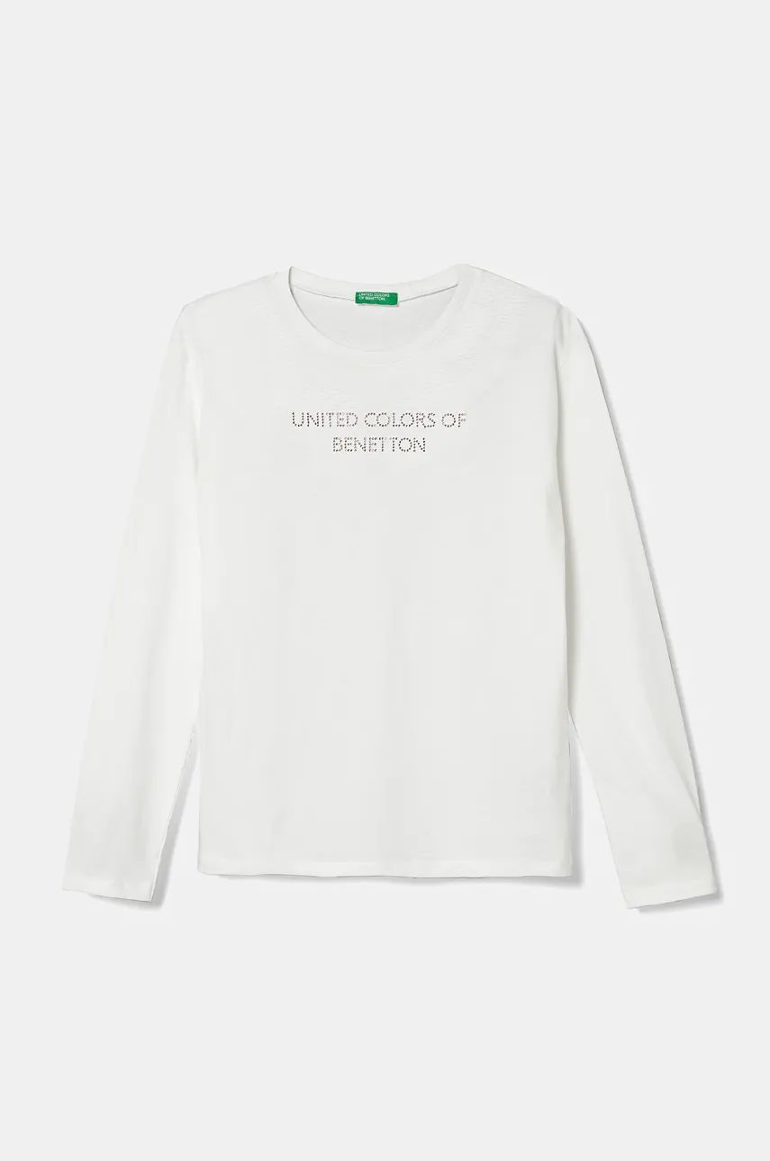 United Colors of Benetton longsleeve din bumbac pentru copii culoarea alb, 3I1XC10JS