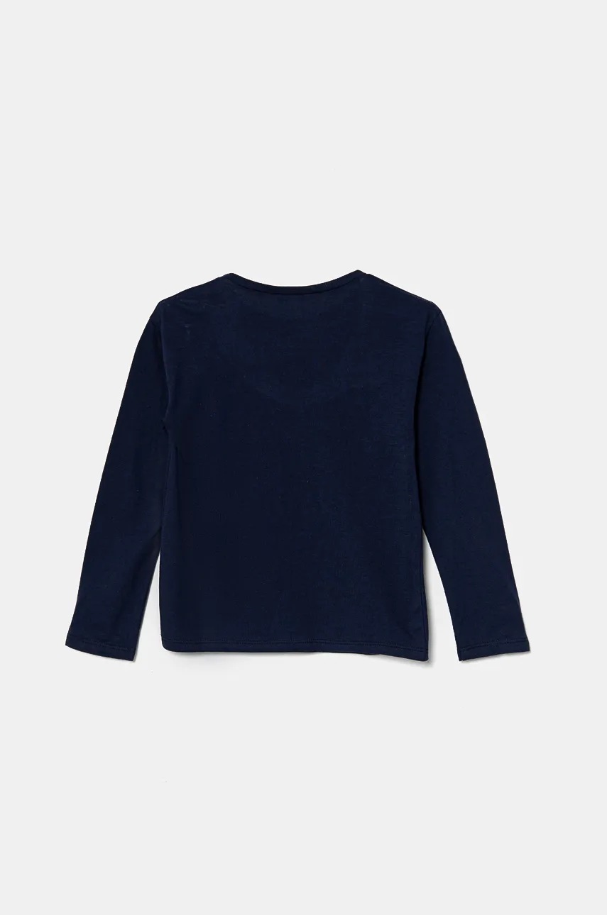 Хлопковый детский лонгслив United Colors of Benetton цвет синий 3I1XC10JS