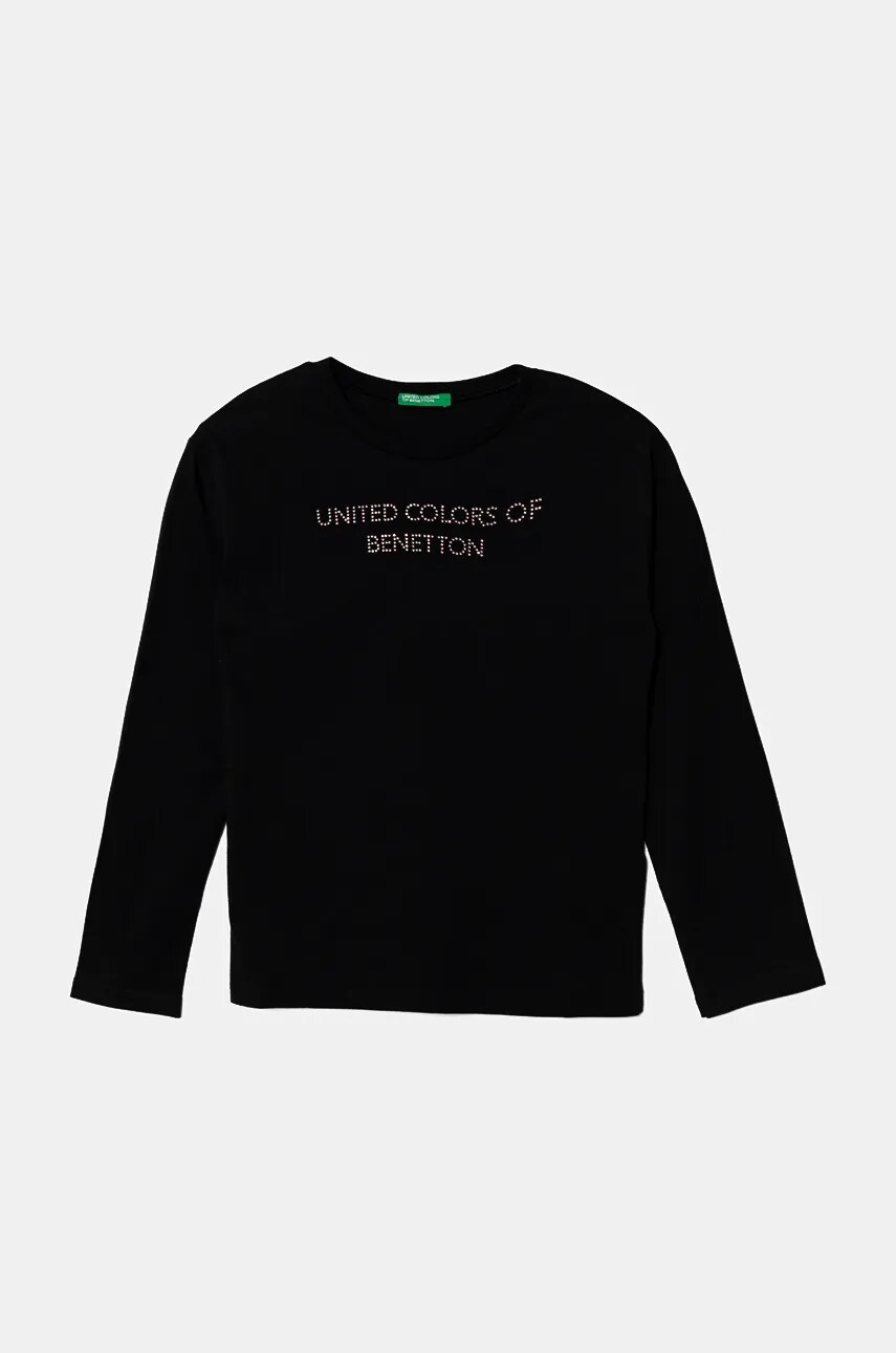 United Colors of Benetton longsleeve din bumbac pentru copii culoarea negru, 3I1XC10JS