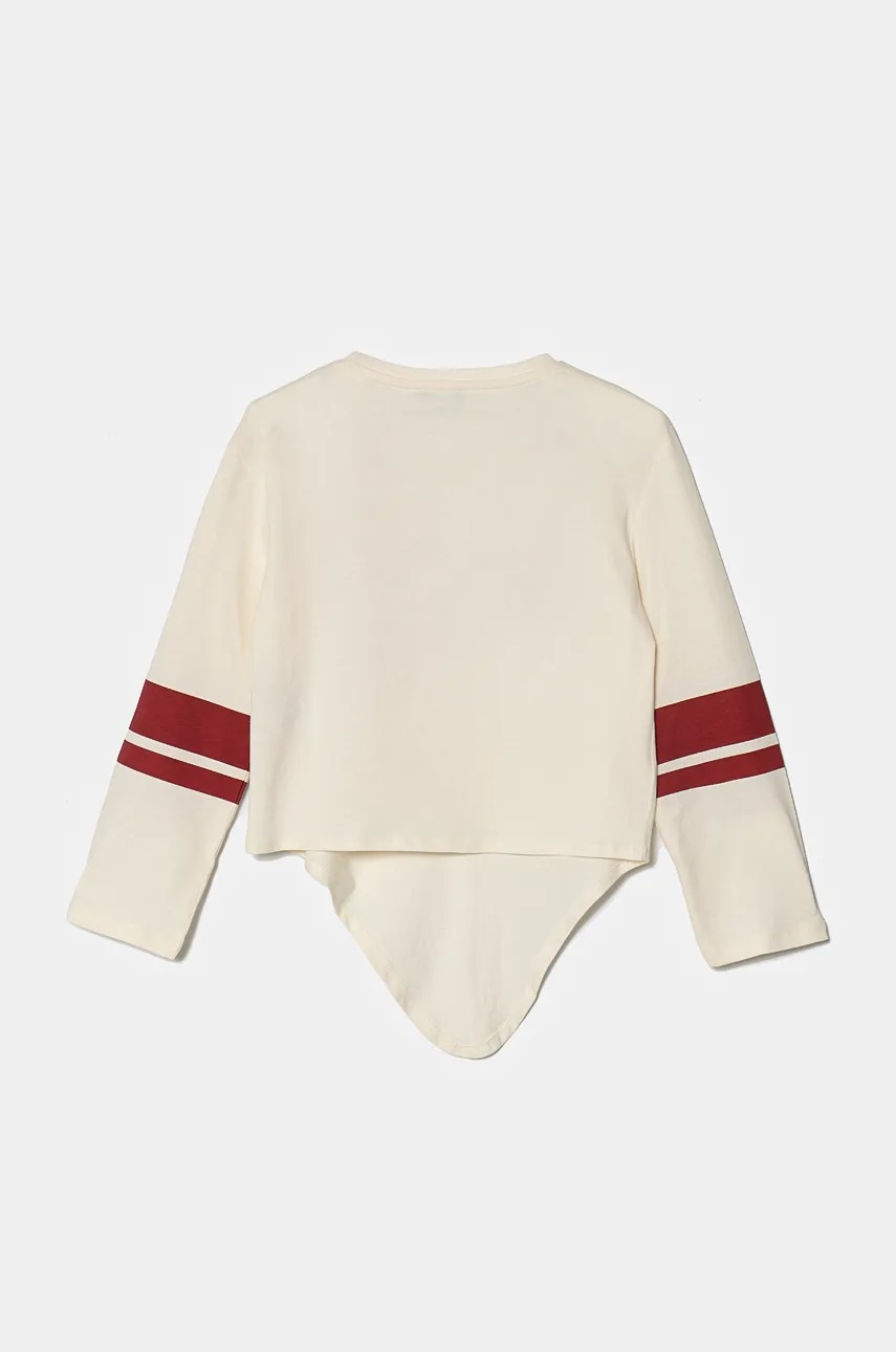 Хлопковый детский лонгслив United Colors of Benetton цвет бежевый 3I1XC10JD