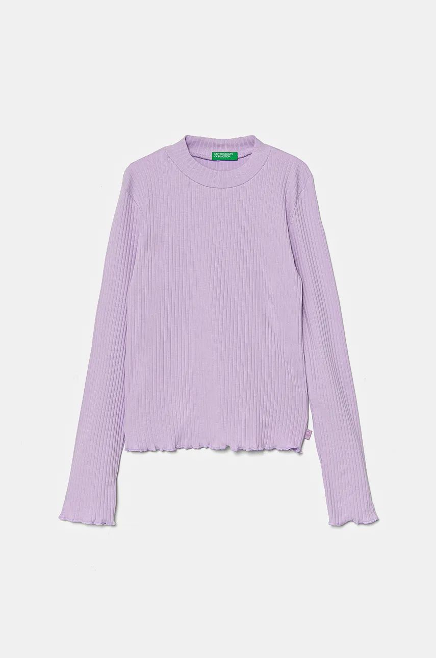 United Colors of Benetton longsleeve copii culoarea violet, cu turtleneck, 3F1AC203O