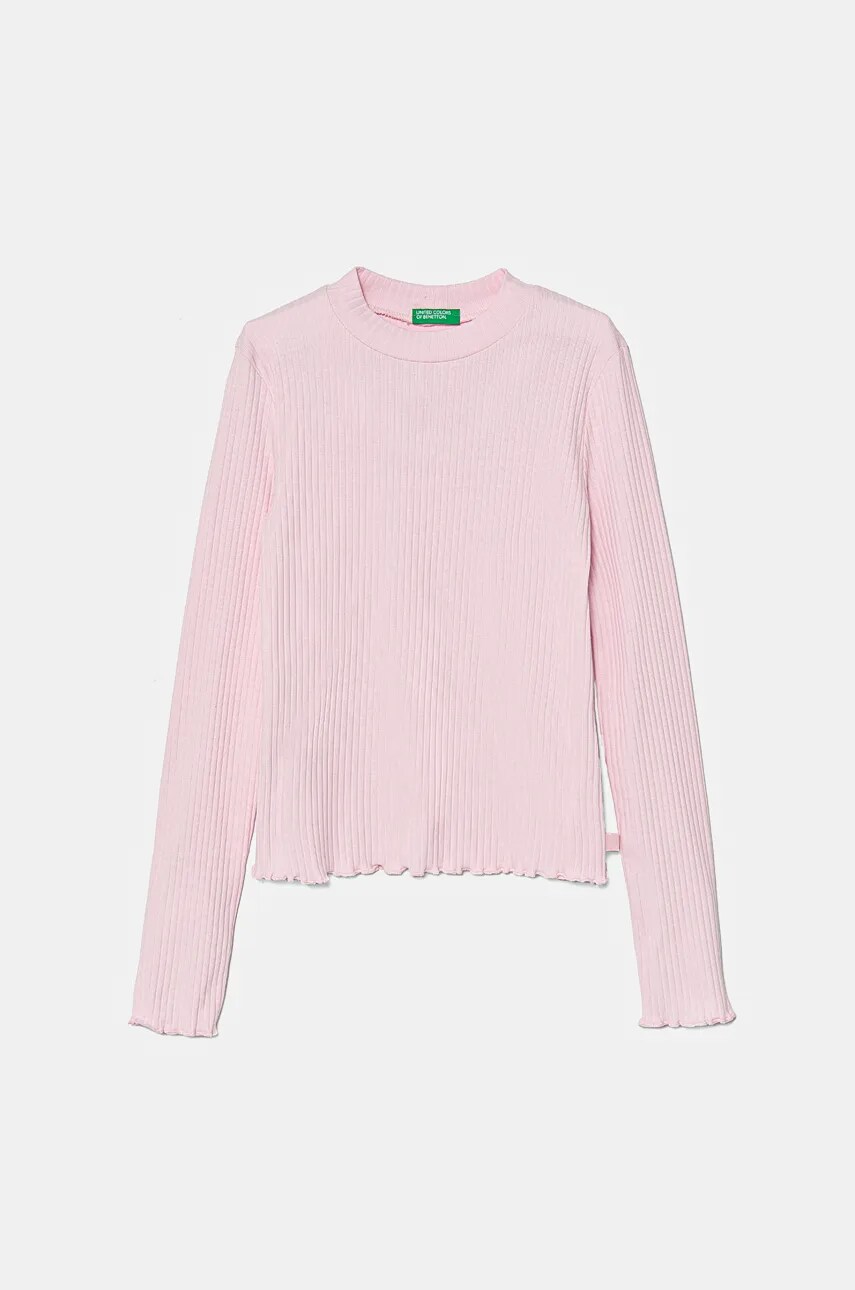 

Детска блуза с дълги ръкави United Colors of Benetton в розово с ниско поло 3F1AC203O, Розов