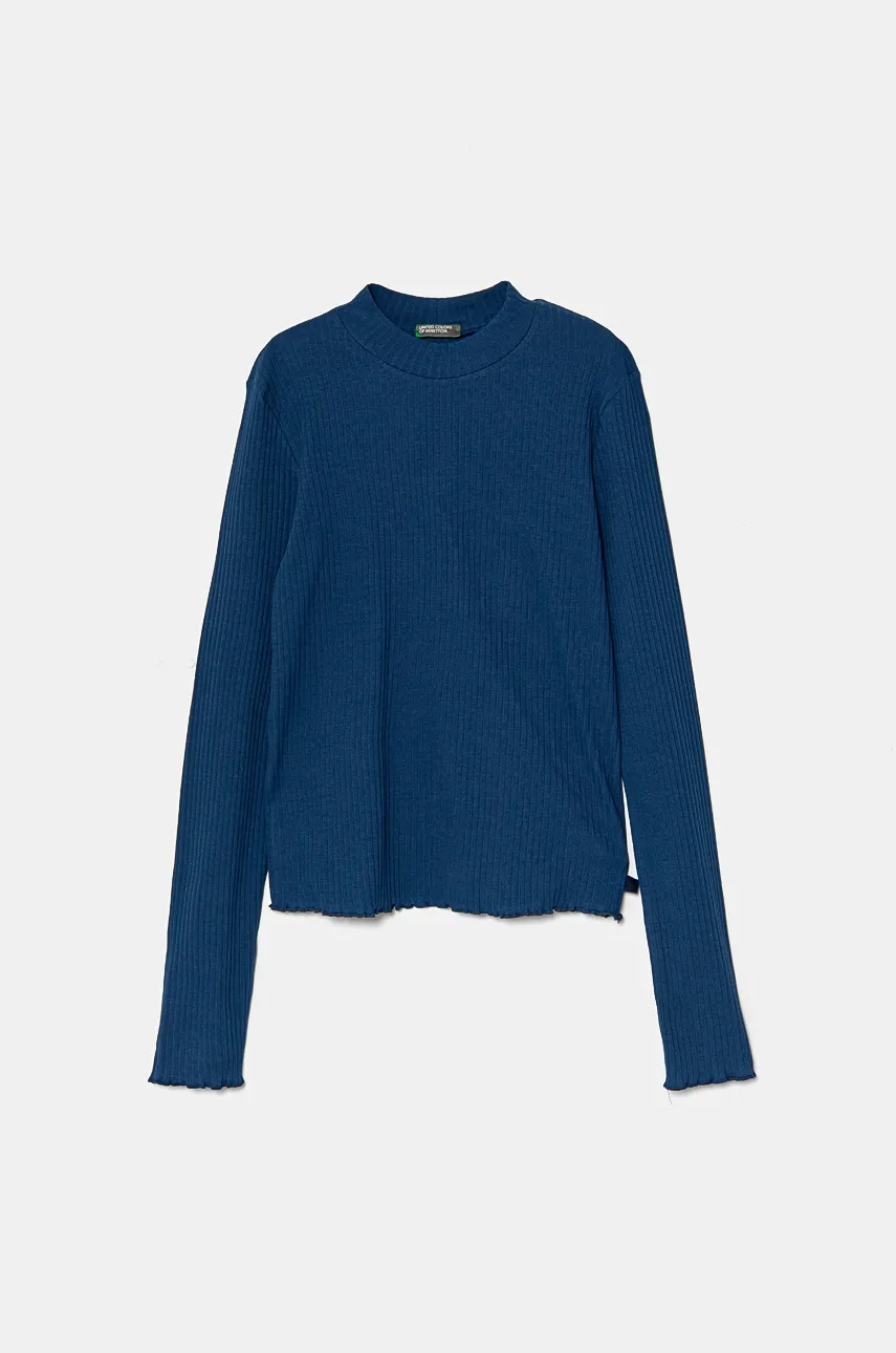 United Colors of Benetton longsleeve copii culoarea albastru marin, cu turtleneck, 3F1AC203O