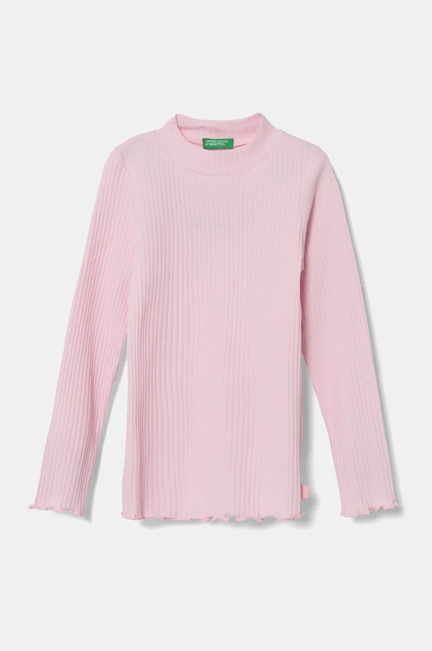 

Детска блуза с дълги ръкави United Colors of Benetton в розово с ниско поло 3F1AG200S, Розов