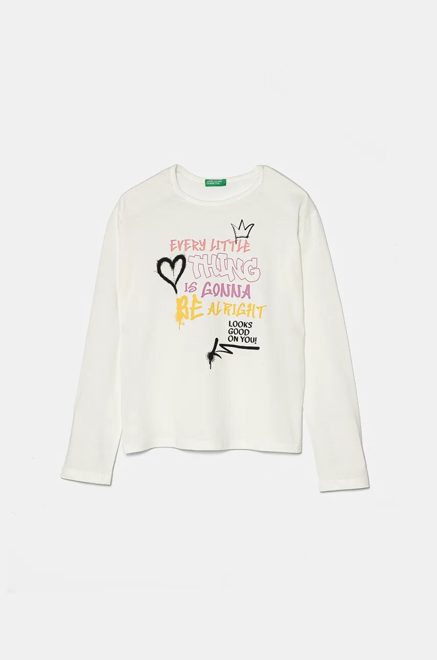 United Colors of Benetton longsleeve din bumbac pentru copii culoarea alb, 3096C10M0