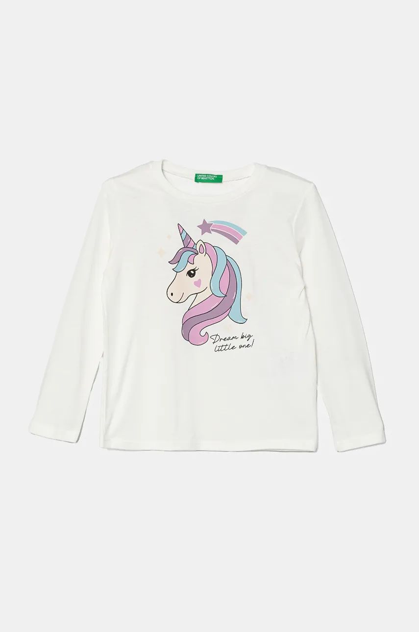 United Colors of Benetton longsleeve din bumbac pentru copii culoarea alb, 3096G10H1