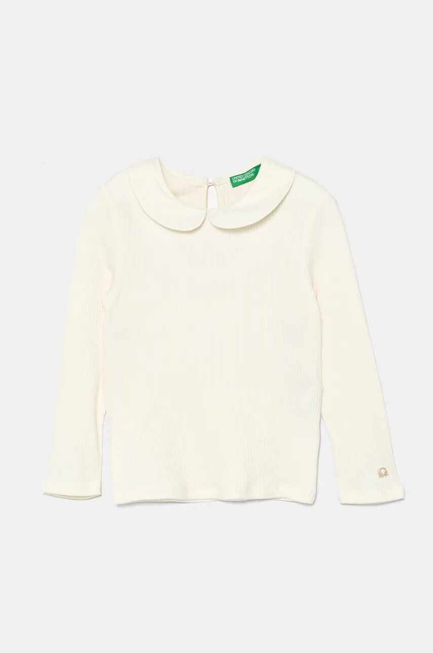 United Colors of Benetton longsleeve copii culoarea bej, 3IVLG10GV