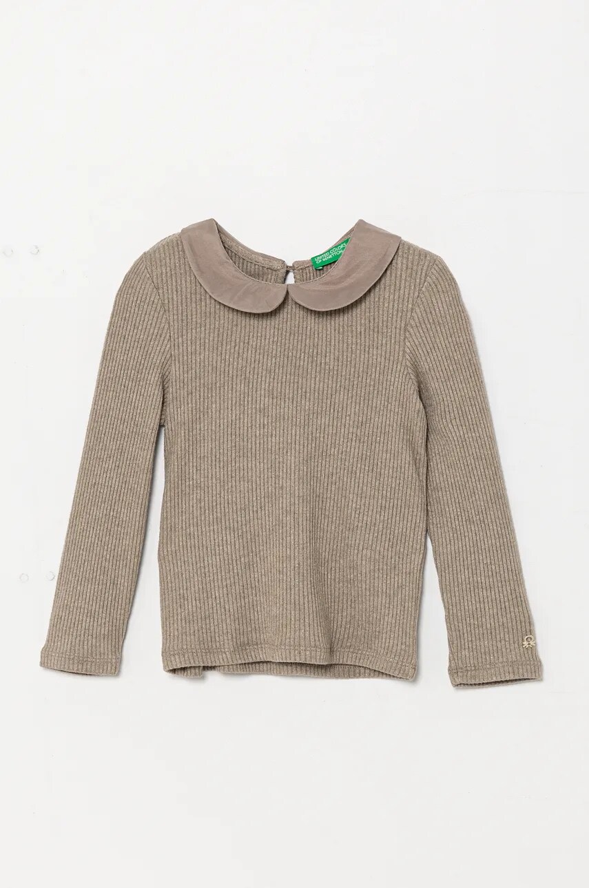 Levně Dětské tričko s dlouhým rukávem United Colors of Benetton šedá barva, 3IVLG10GV