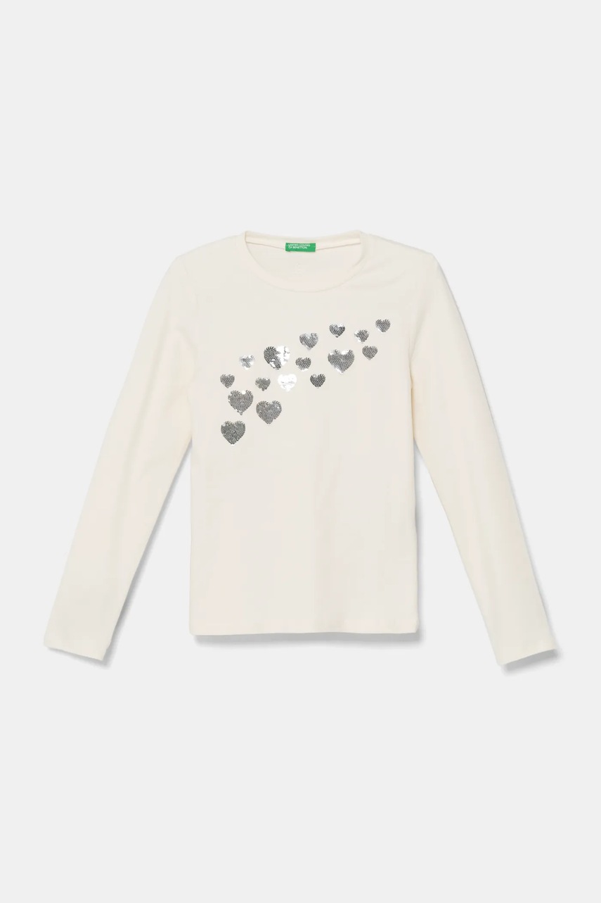 United Colors of Benetton longsleeve copii culoarea bej, 3DKEC10KX