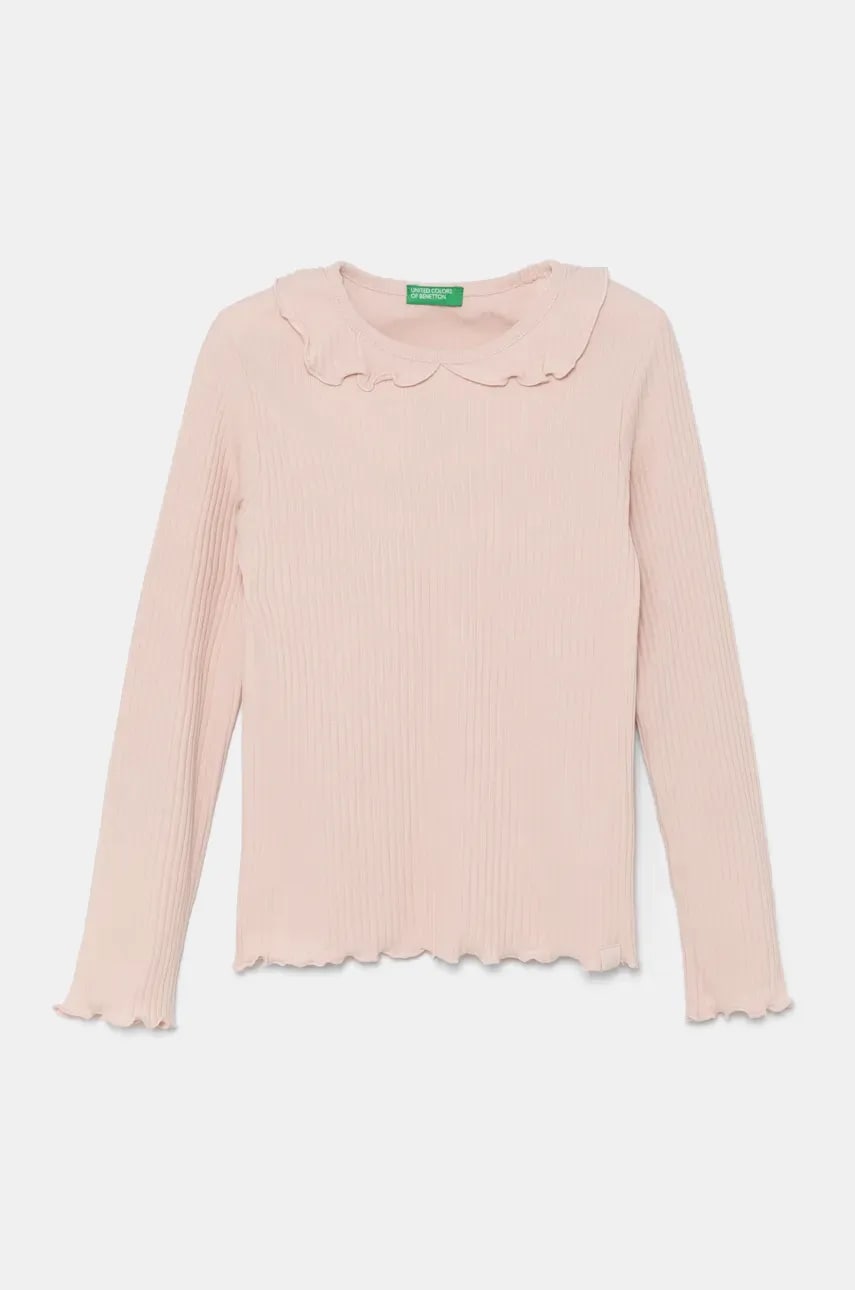 United Colors of Benetton longsleeve copii culoarea roz, 3F1AG10H6 United Colors of Benetton longsleeve copii culoarea roz, 3F1AG10H6