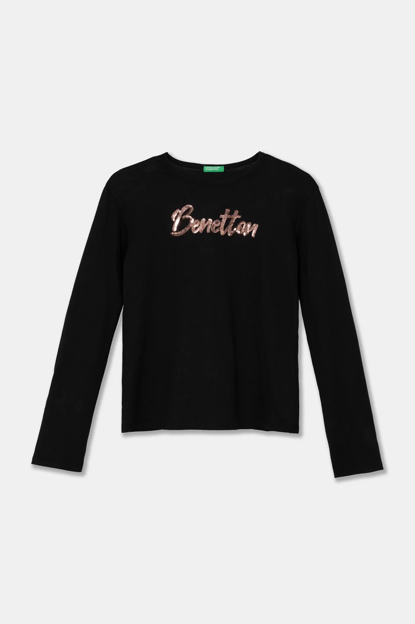 

Детска блуза с дълги ръкави United Colors of Benetton в черно 3ATNC10L0, Черен