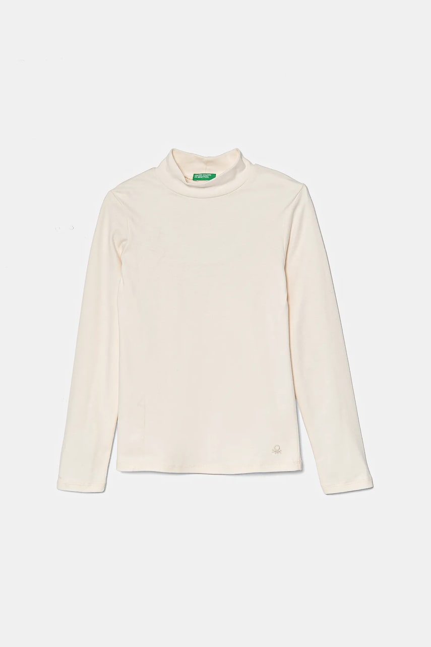 United Colors of Benetton longsleeve din bumbac pentru copii culoarea bej, 3AOUC201O
