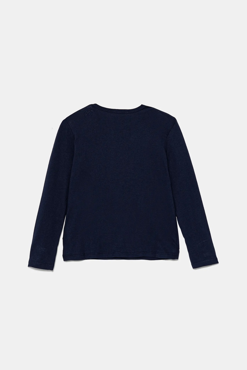 Хлопковый детский лонгслив United Colors of Benetton цвет синий 3ATNG10GI