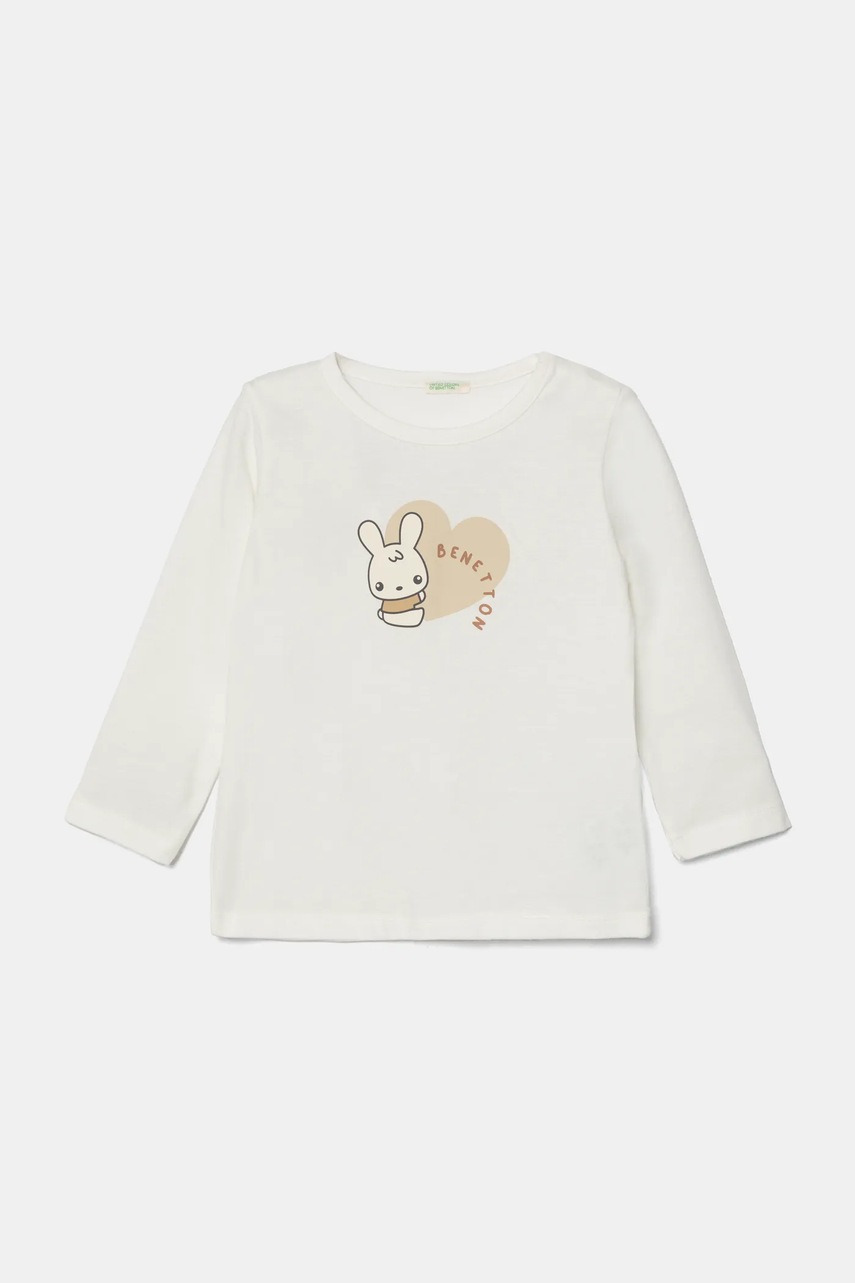 

Бебешка памучна блуза с дълъг ръкав United Colors of Benetton в бяло 3ATNA105L, Бял
