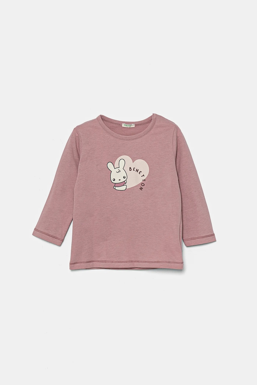United Colors of Benetton longsleeve din bumbac pentru bebeluși culoarea roz, 3ATNA105L United Colors of Benetton longsleeve din bumbac pentru bebeluși culoarea roz, 3ATNA105L