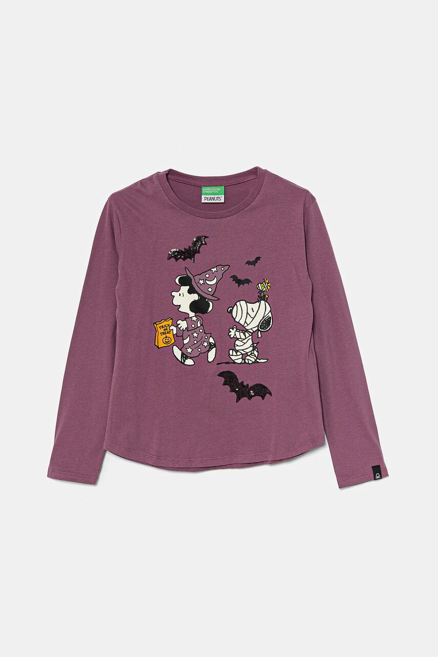 United Colors of Benetton longsleeve din bumbac pentru copii culoarea violet, 3VR5C10OQ