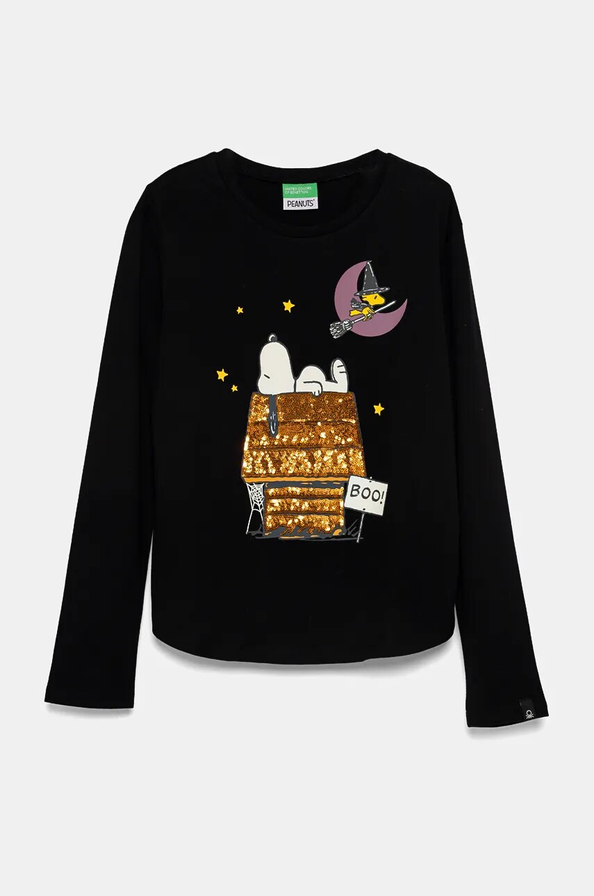 United Colors of Benetton longsleeve din bumbac pentru copii culoarea negru, 3VR5C10OQ