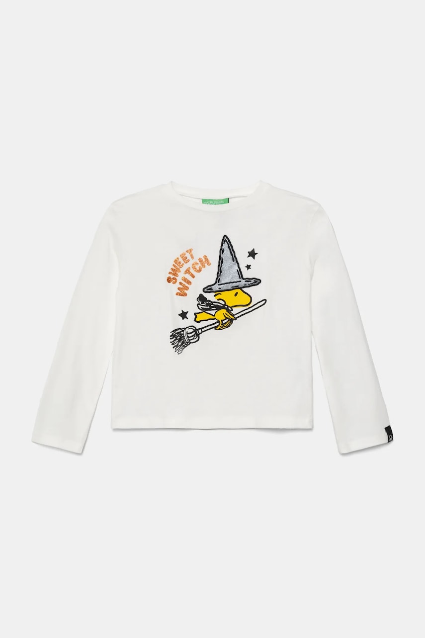 United Colors of Benetton longsleeve din bumbac pentru copii culoarea alb, 3VR5G10JA