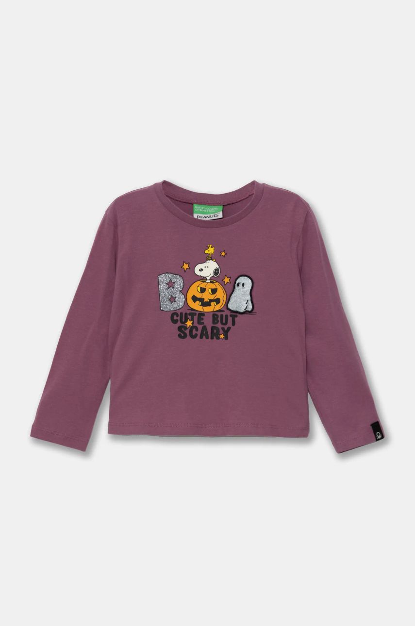 United Colors of Benetton longsleeve din bumbac pentru copii culoarea violet, 3VR5G10JA