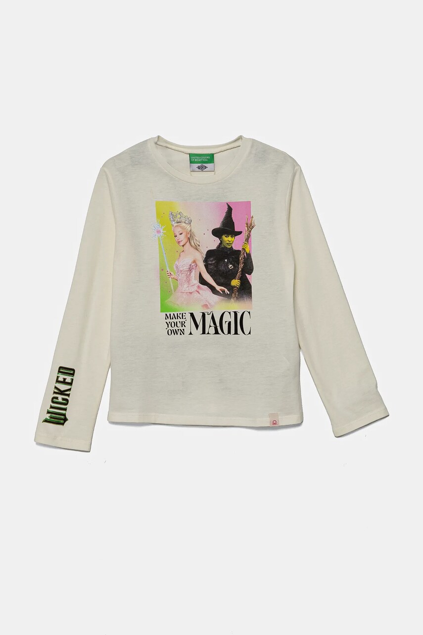 United Colors of Benetton longsleeve din bumbac pentru copii culoarea bej, 3VR5C10OJ