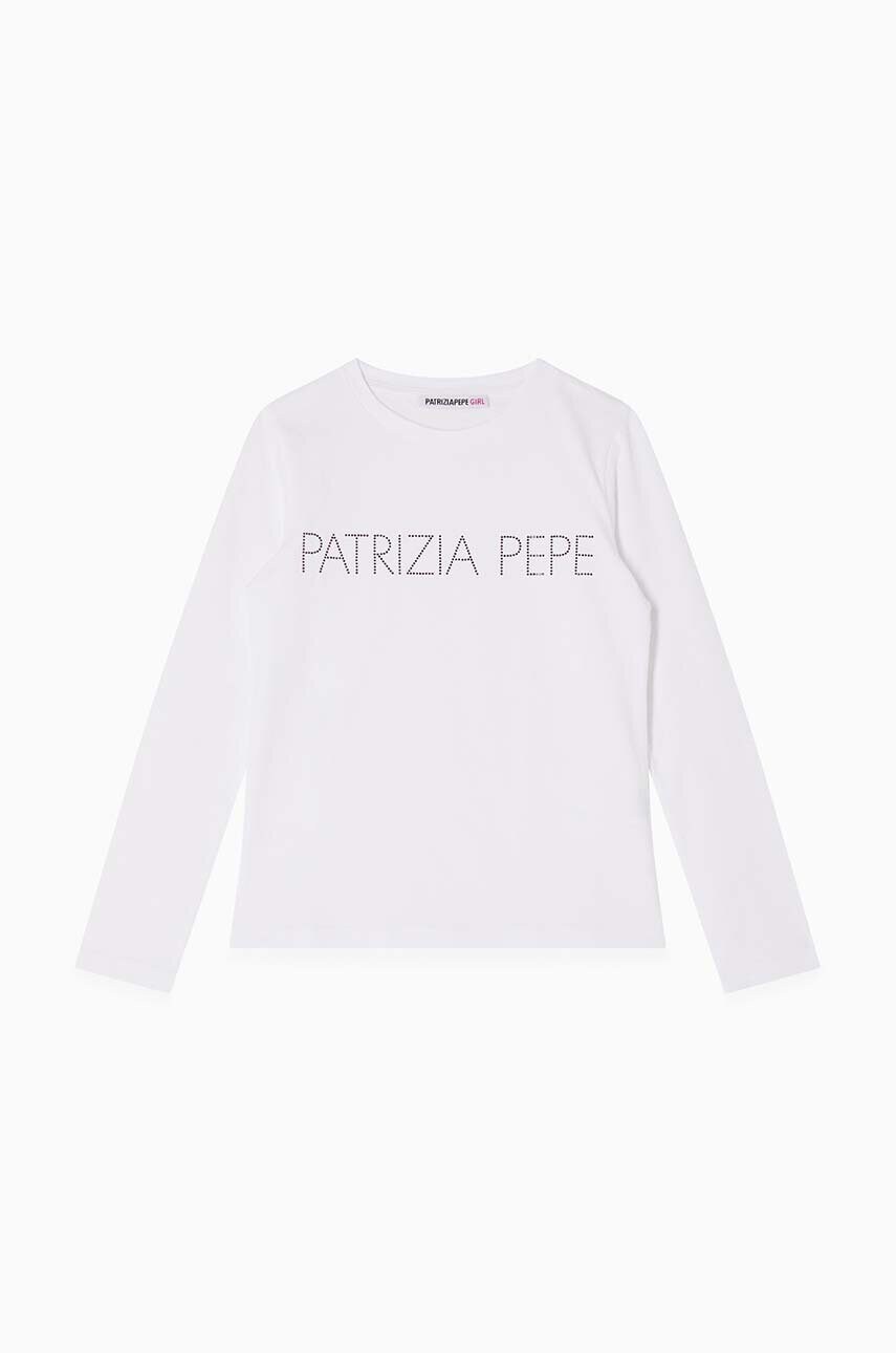 Levně Dětské tričko s dlouhým rukávem Patrizia Pepe J061 bílá barva, 7M0753