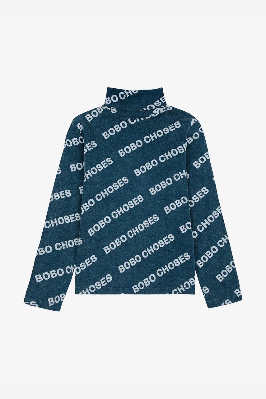 Хлопковый детский лонгслив Bobo Choses с полугольфом 224TC002 Хлопковый детский лонгслив Bobo Choses с полугольфом 224TC002