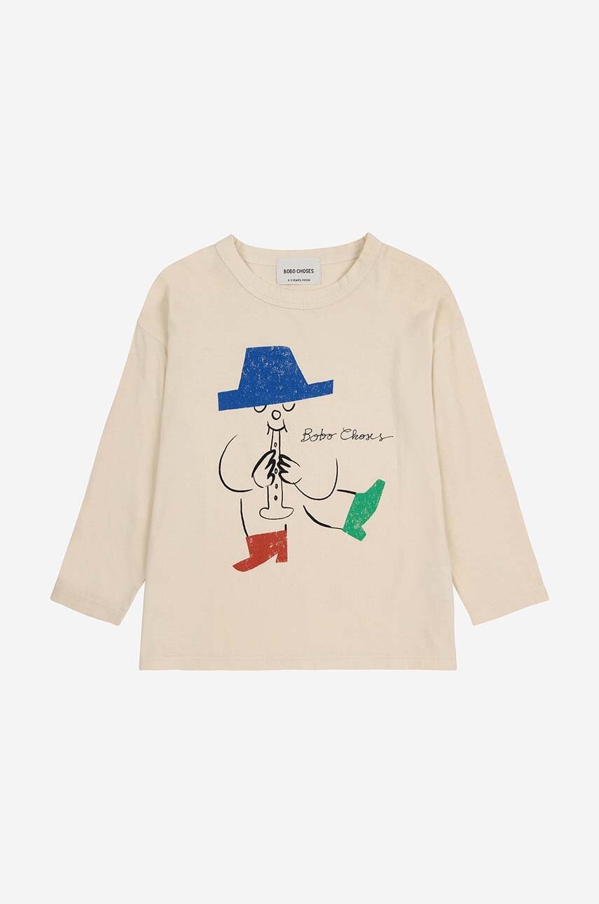 Хлопковый детский лонгслив Bobo Choses Magic Flute цвет бежевый с принтом 224AC012 в Днепре Хлопковый детский лонгслив Bobo Choses Magic Flute цвет бежевый с принтом 224AC012 в Днепре