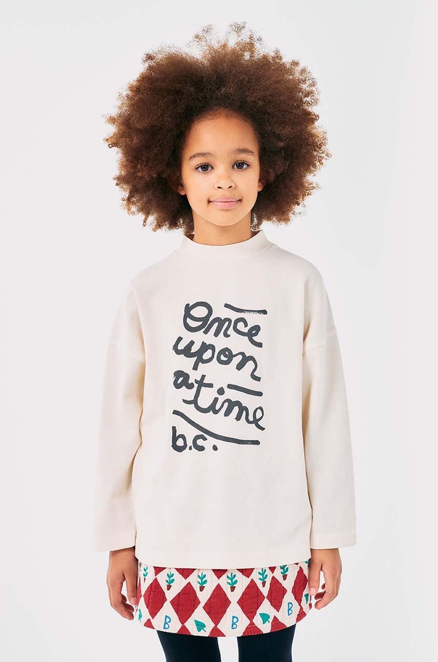 Bobo Choses longsleeve din bumbac pentru copii Once Upon A Time culoarea bej, cu imprimeu, 224AC025
