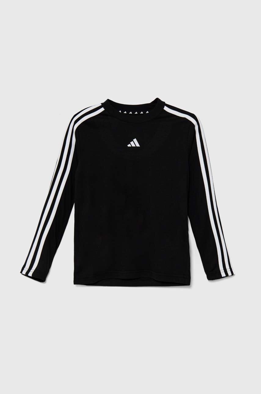 Дитячий лонгслів adidas J TR-ES 3S LS колір чорний з принтом IW0846 Дитячий лонгслів adidas J TR-ES 3S LS колір чорний з принтом IW0846