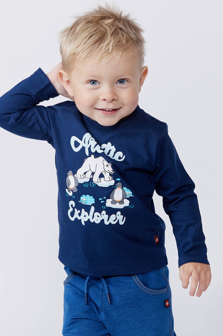 Lego longsleeve din bumbac pentru copii LWTAY 600 culoarea albastru marin, 12011362