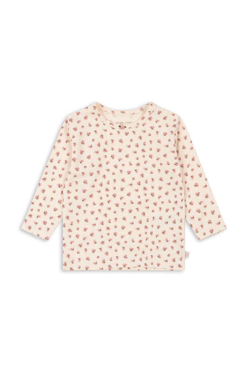 Levně Kojenecké tričko s dlouhým rukávem Konges Sløjd BASIC BLOUSE GOTS béžová barva, KS101412