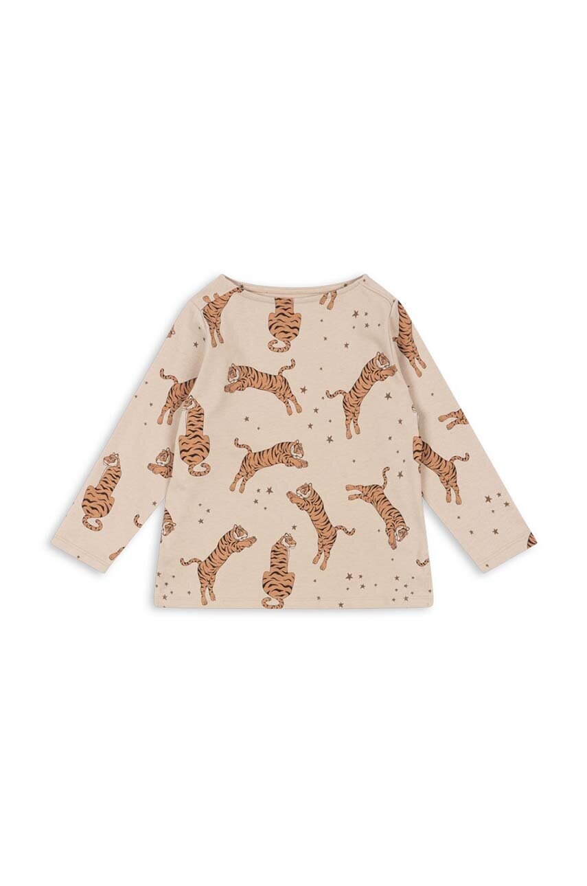 Konges Sløjd longsleeve din bumbac pentru copii DREY LS TEE GOTS culoarea bej, modelator, KS101487