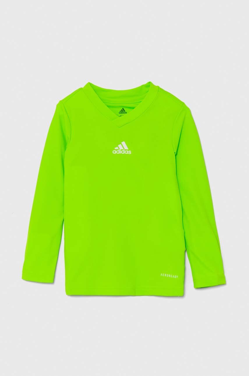 adidas Performance longsleeve copii TEAM BASE TEE Y culoarea verde, cu imprimeu, GN7513