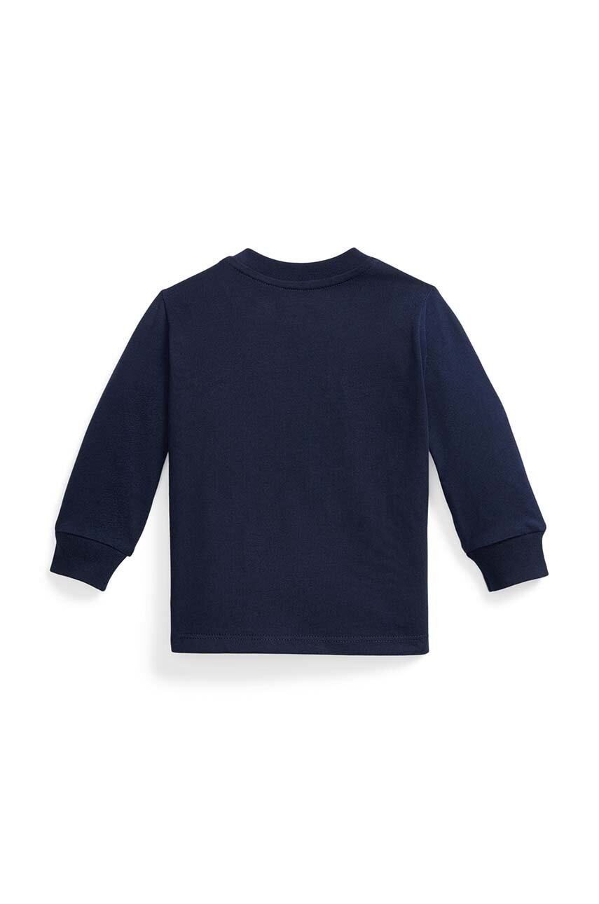 Хлопковый лонгслив для младенцев Polo Ralph Lauren цвет синий с принтом 320953576001 Хлопковый лонгслив для младенцев Polo Ralph Lauren цвет синий с принтом 320953576001