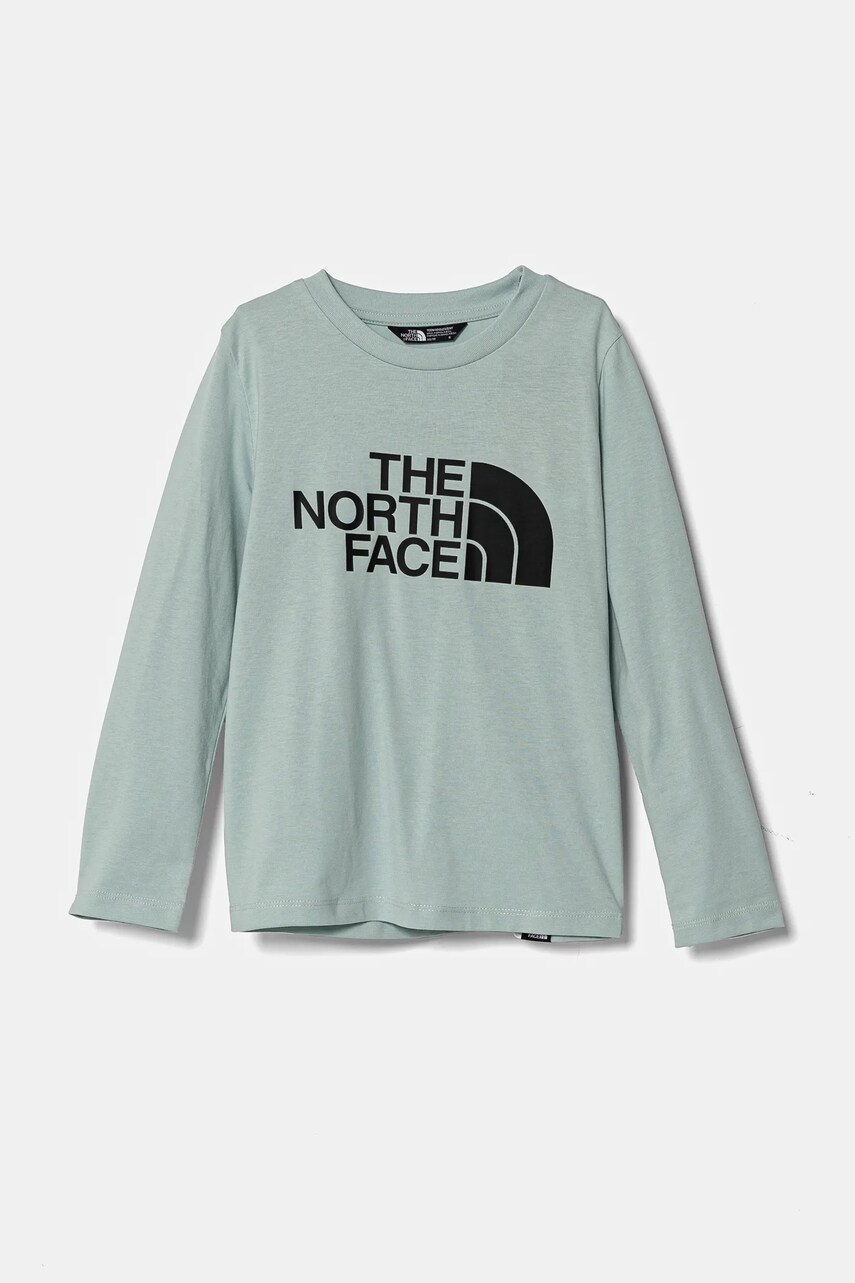 The North Face longsleeve copii EASL/S TEE culoarea turcoaz, NF0A89J21OC1