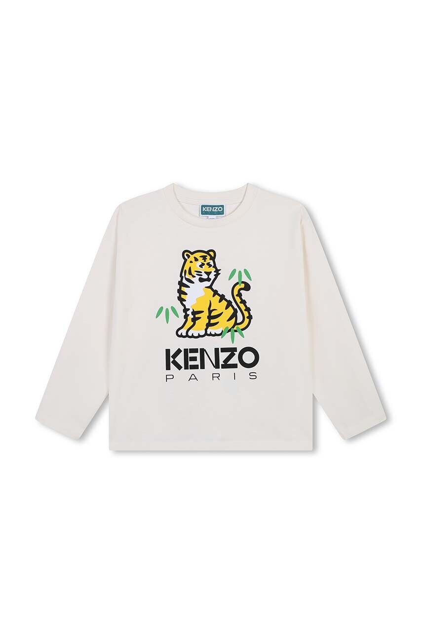 Kenzo Kids longsleeve din bumbac pentru copii culoarea bej, cu imprimeu, K60740