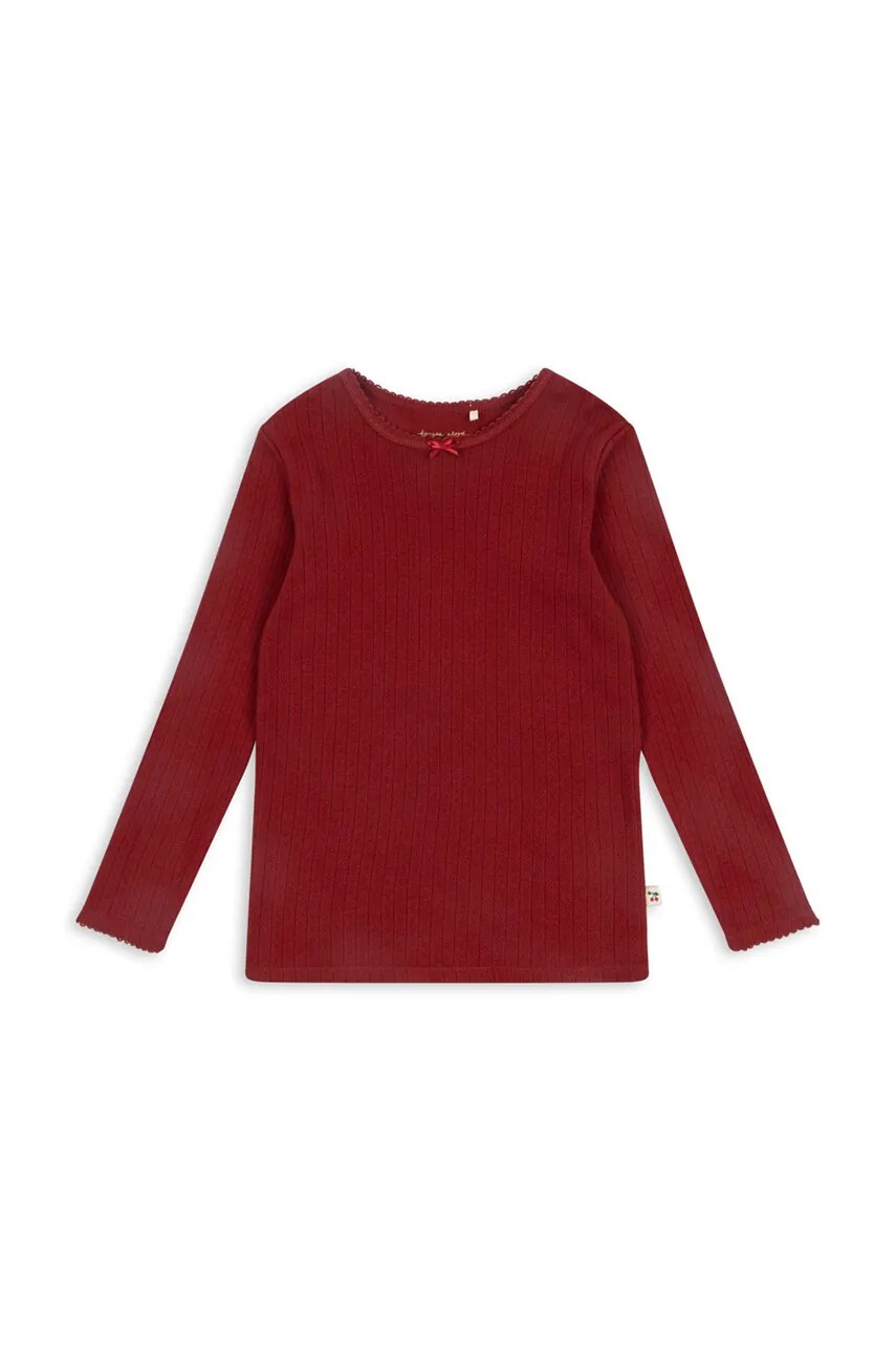 Levně Dětské bavlněné tričko s dlouhým rukávem Konges Sløjd MINNIE BLOUSE GOTS červená barva, KS102050