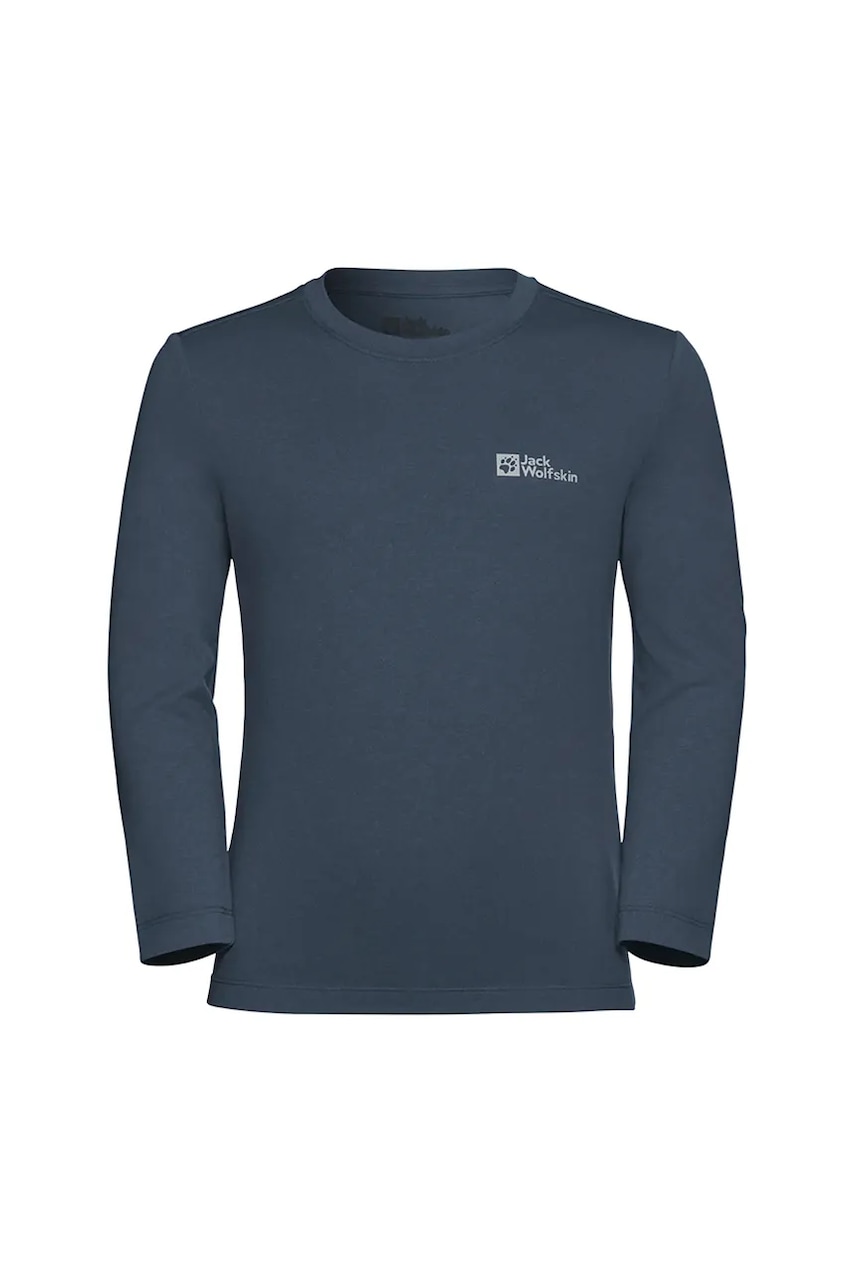 Levně Dětské tričko s dlouhým rukávem Jack Wolfskin modrá barva, 1610321