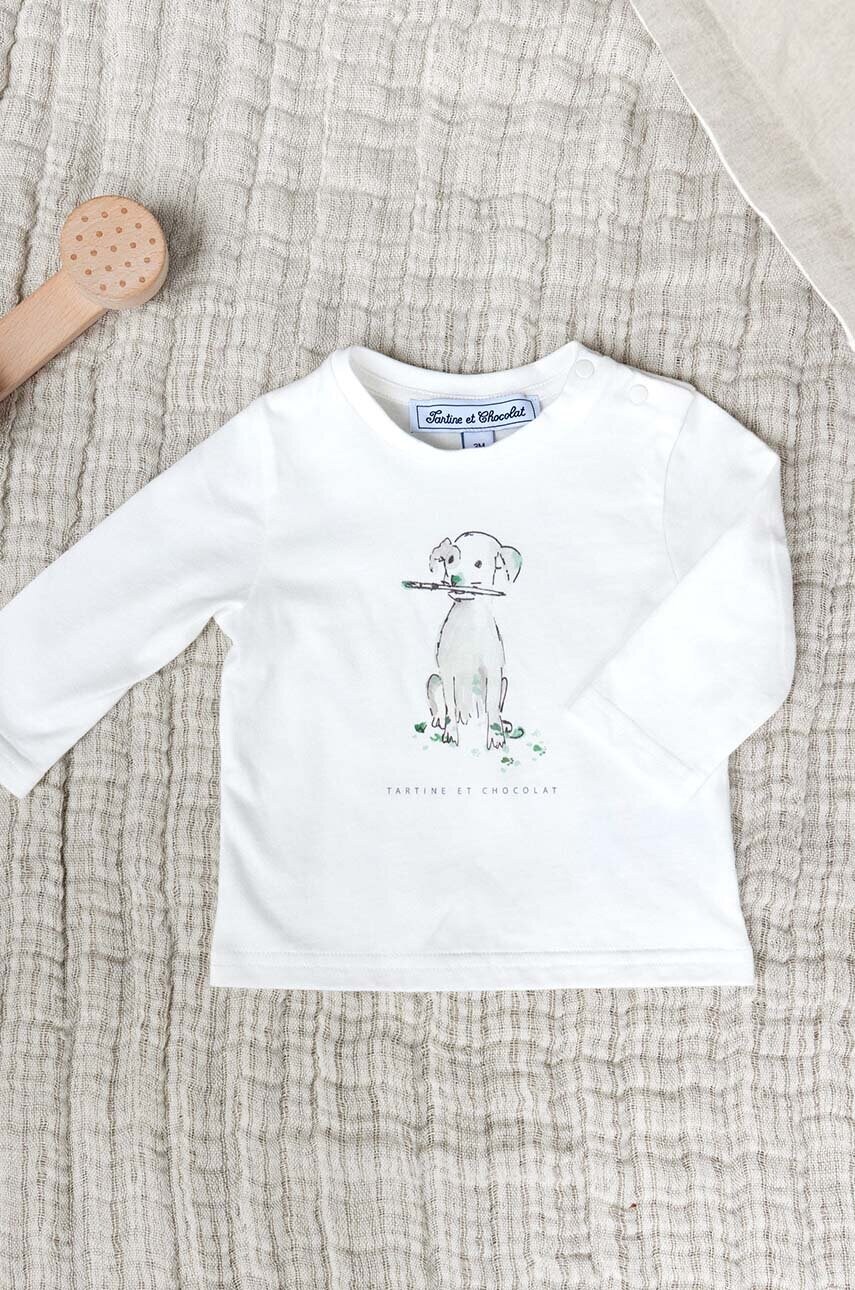 Tartine et Chocolat longsleeve din bumbac pentru bebeluși culoarea verde, cu imprimeu, TZ10051