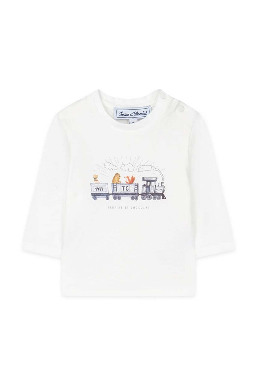 Хлопковый лонгслив для младенцев Tartine et Chocolat цвет оранжевый с принтом TZ10051