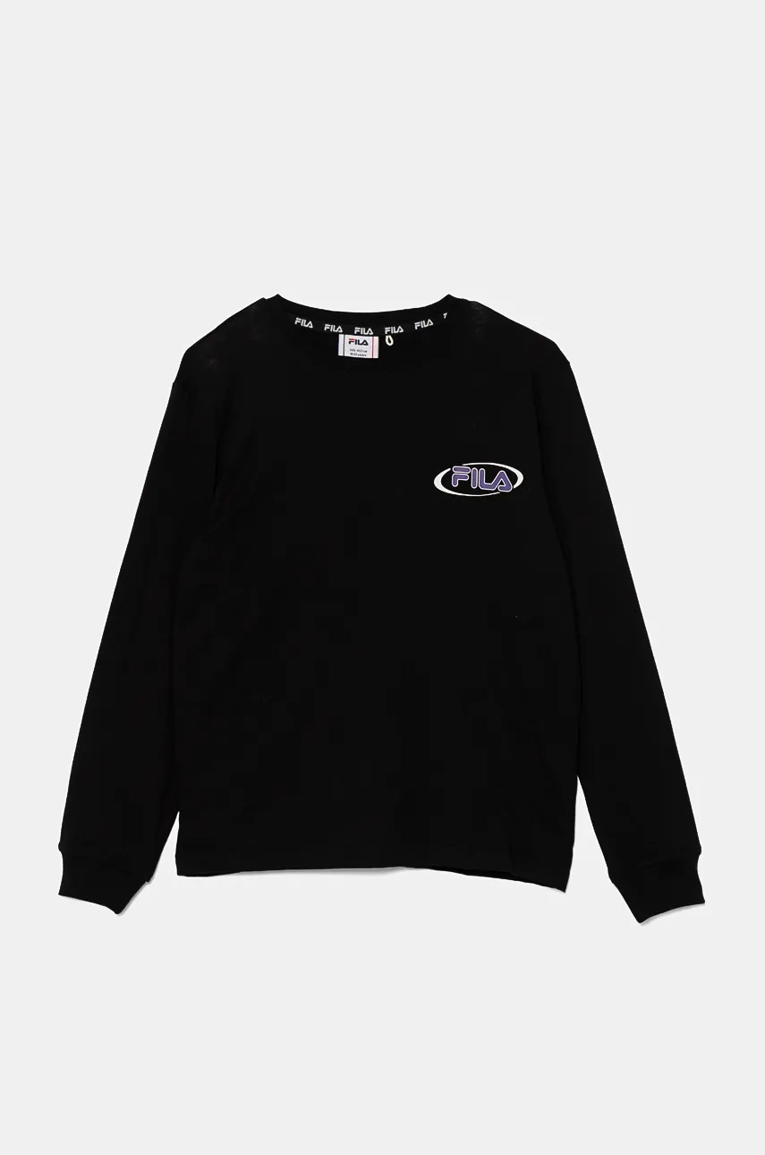 Fila longsleeve din bumbac pentru copii LIPPETAL culoarea negru, FAT0563