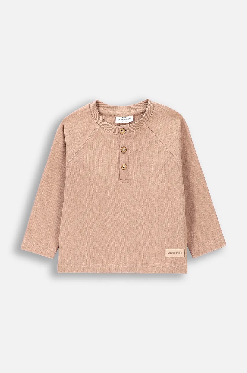 Coccodrillo longsleeve din bumbac pentru bebeluși culoarea bej, FRIENDS TOGETHER BOY NEWBORN
