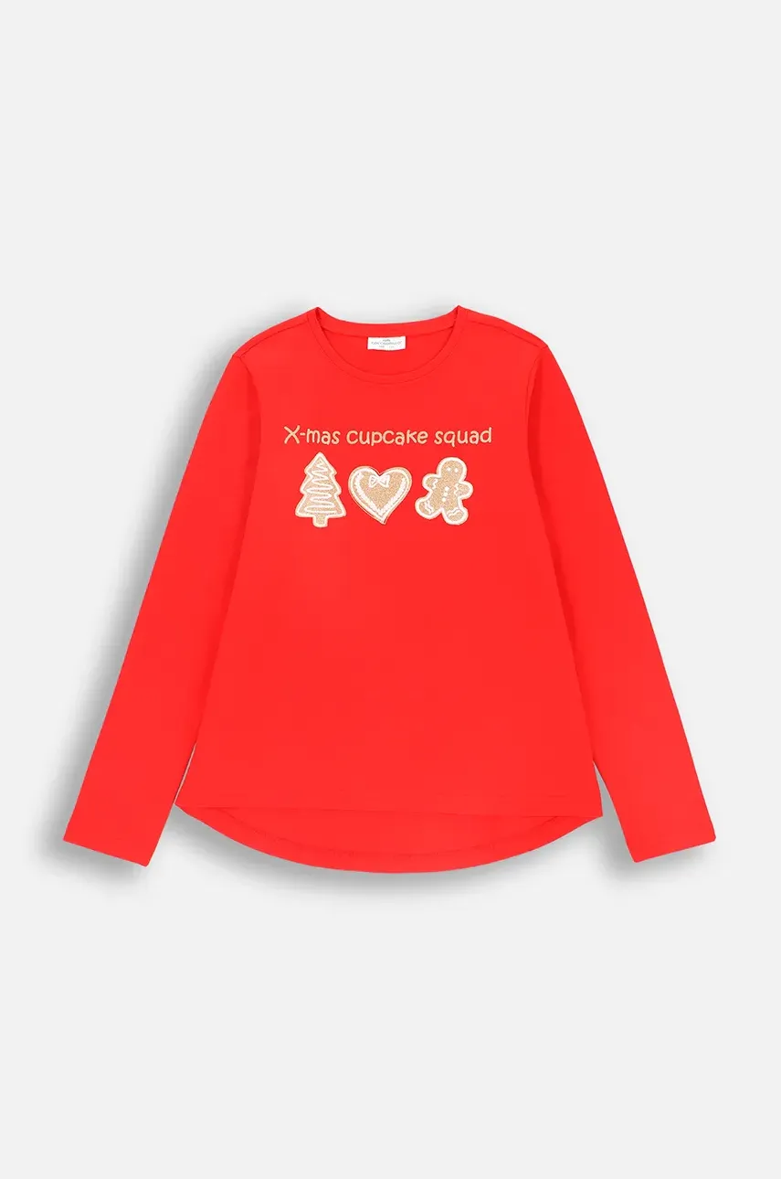 Coccodrillo longsleeve copii culoarea rosu, MERRY XMAS