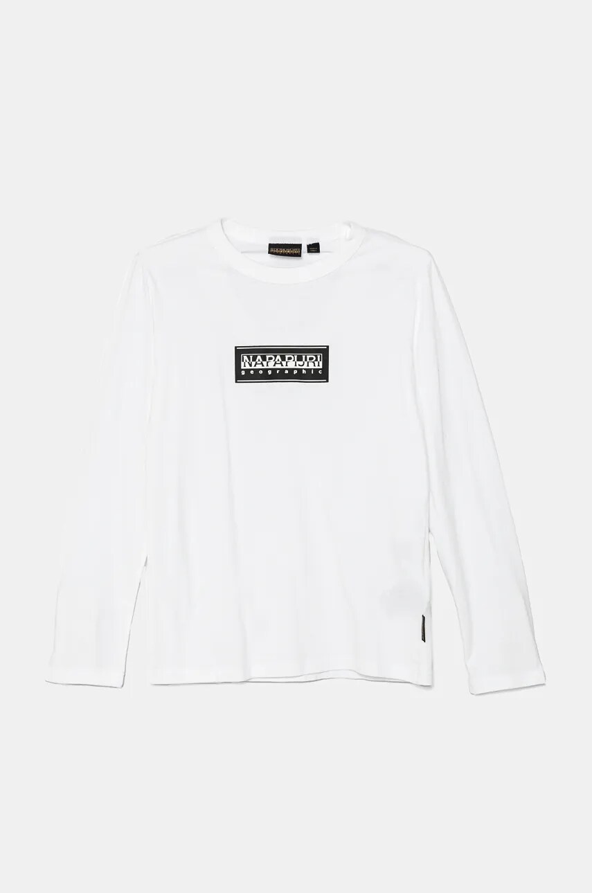 Napapijri longsleeve din bumbac pentru copii S-CHAMOIS LS culoarea alb, NP0A4HYK0021