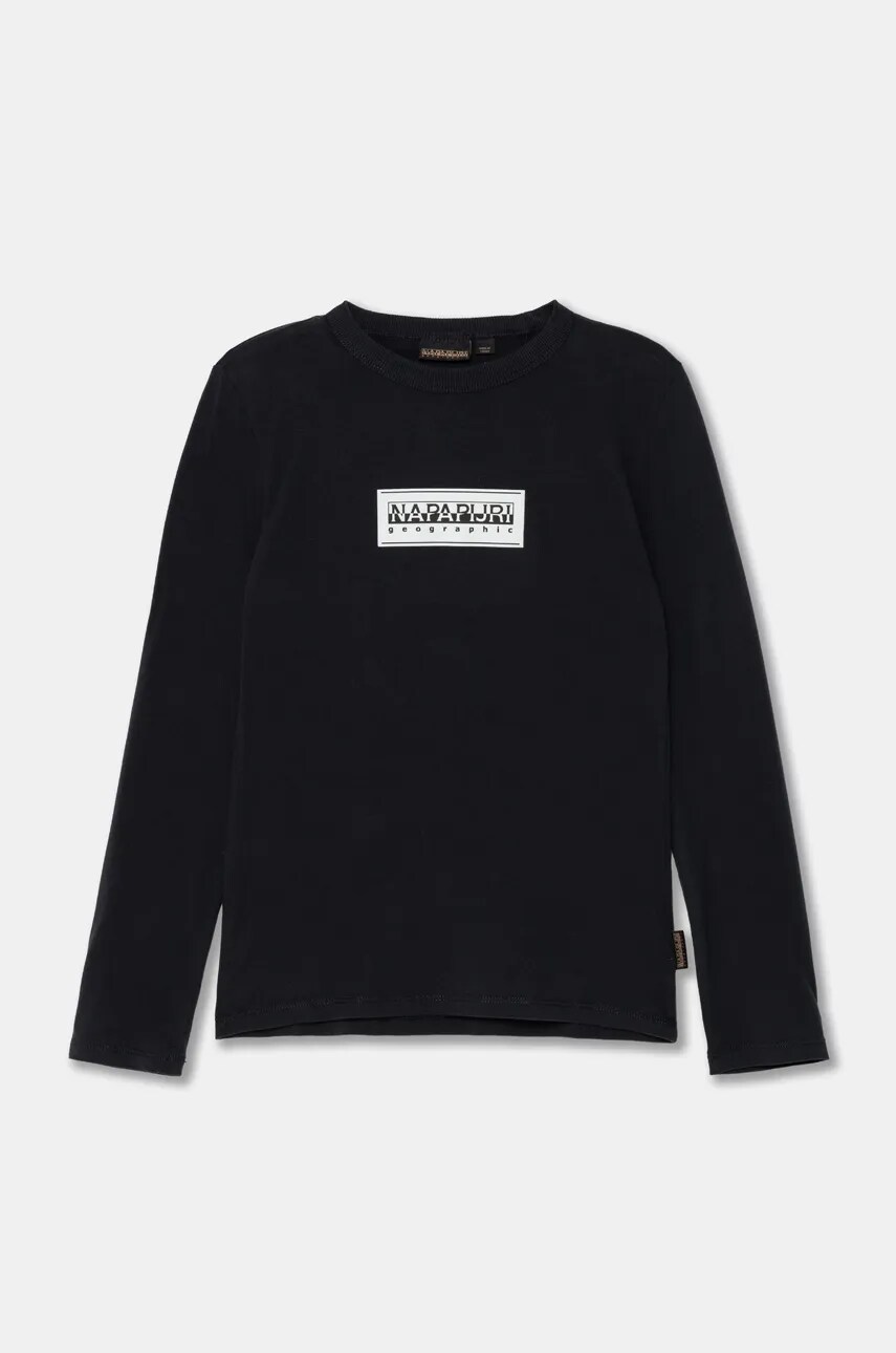 Napapijri longsleeve din bumbac pentru copii S-CHAMOIS LS culoarea negru, NP0A4HYK0411