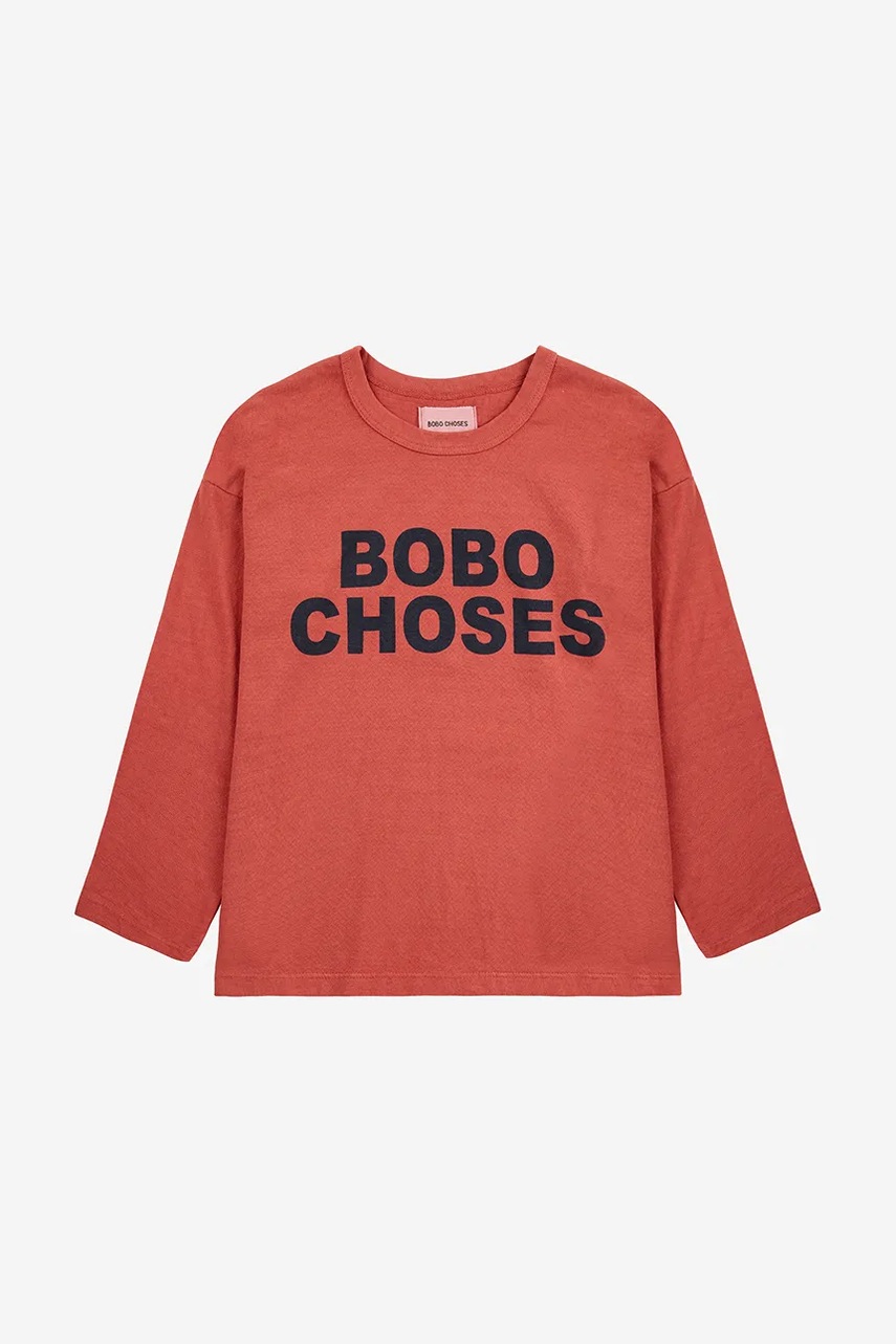 Хлопковый детский лонгслив Bobo Choses цвет оранжевый 324EC010 Хлопковый детский лонгслив Bobo Choses цвет оранжевый 324EC010