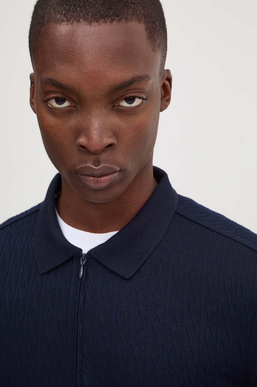 Лонгслів Bruuns Bazaar CabBBGonzo LS Polo Tee чоловічий колір синій однотонний BBM2400 